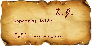 Kopeczky Jolán névjegykártya