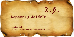 Kopeczky Jolán névjegykártya