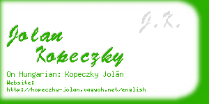 jolan kopeczky business card
